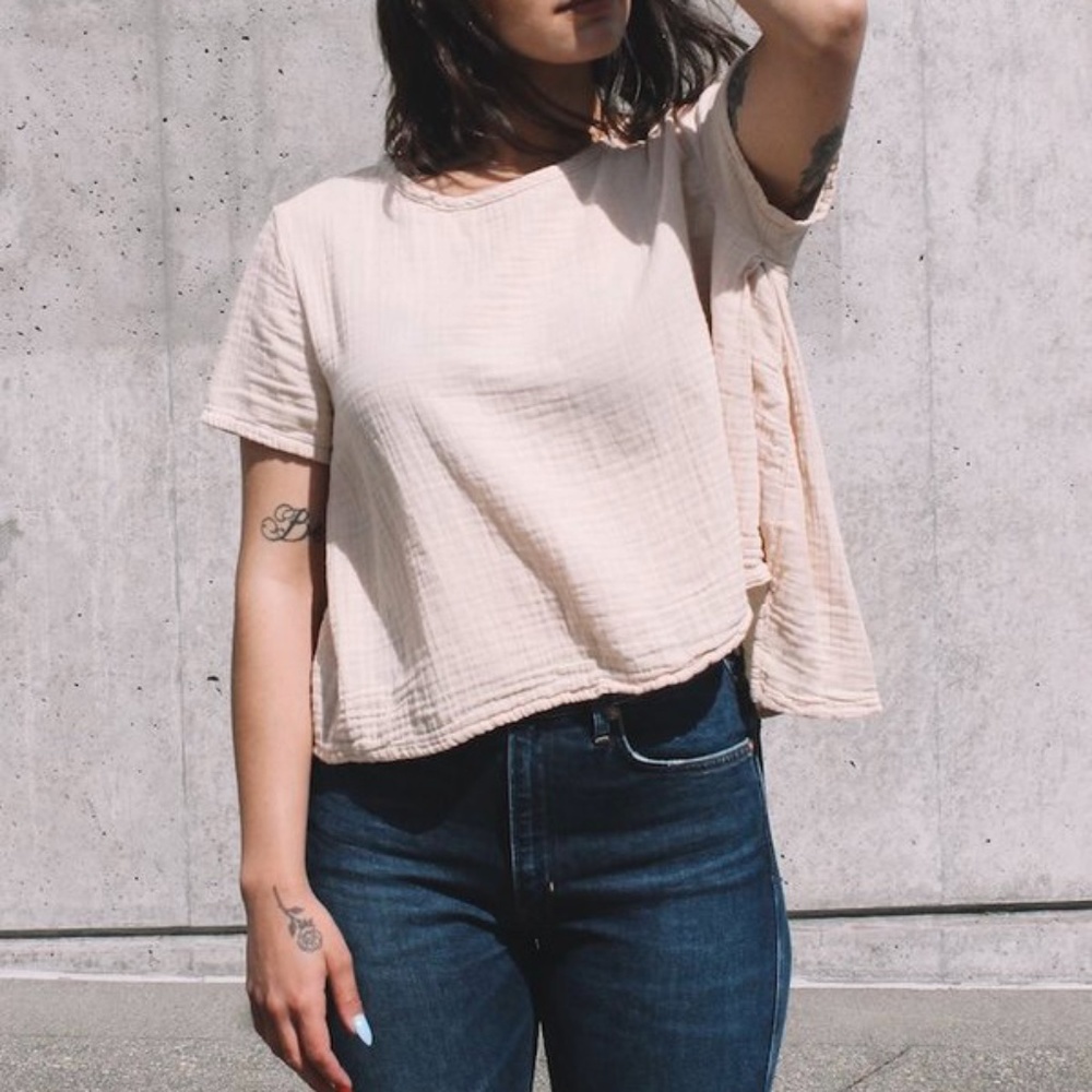 Lacausa Cotton Gauze Top in Biscuit